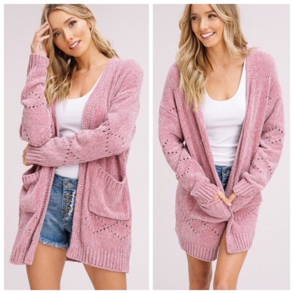 Sweaters - CARDIGAN CHENILLE SWEATER SIZE LARGE